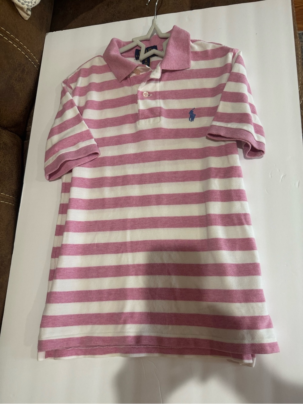 Polo by Ralph Lauren Pink & White Striped Kids Polo Shirt